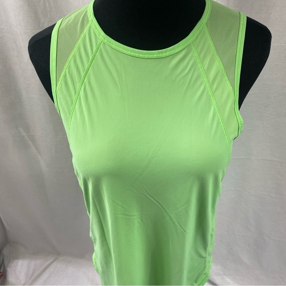 LULULEMON Tank Top Mesh Panels High Visibility Neon Green Open Back Size 6 - Picture 6 of 6